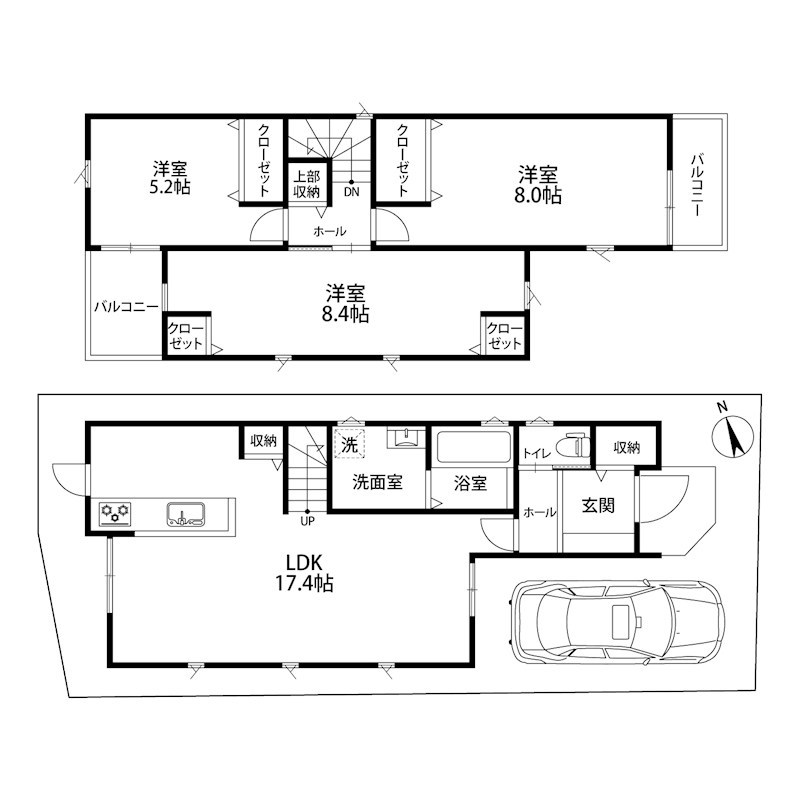 茨木市西安威1丁目　中古一戸建 間取り図