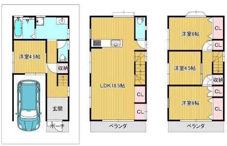 高槻市西町　中古一戸建 間取り図