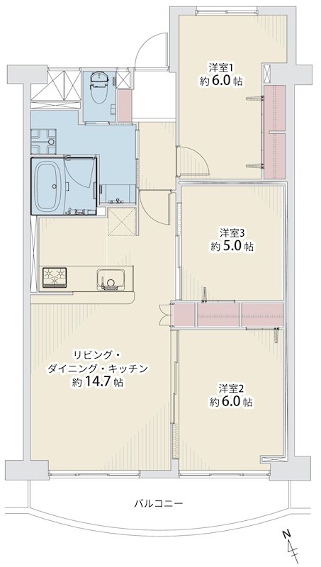 南茨木駅前ハイタウンK棟 間取り図