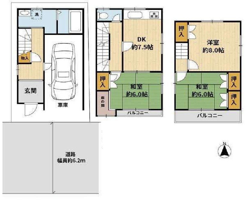 高槻市竹の内町 中古一戸建 間取り図
