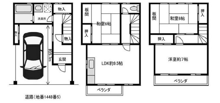 高槻市牧田町　中古テラスハウス 間取り図