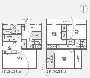 高槻市大和2丁目　新築一戸建　1号棟 間取り図