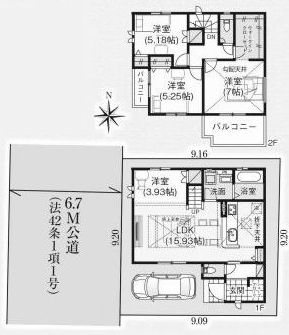 高槻市芝生町3丁目　新築一戸建 間取り図