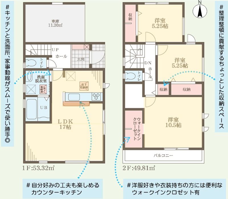 甲斐田新町LiveleGarden.S全5棟新規分譲地内3号棟 間取り図