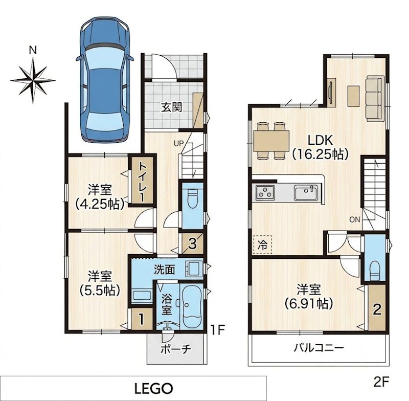 高槻市大和1丁目　新築一戸建　2号地 間取り図
