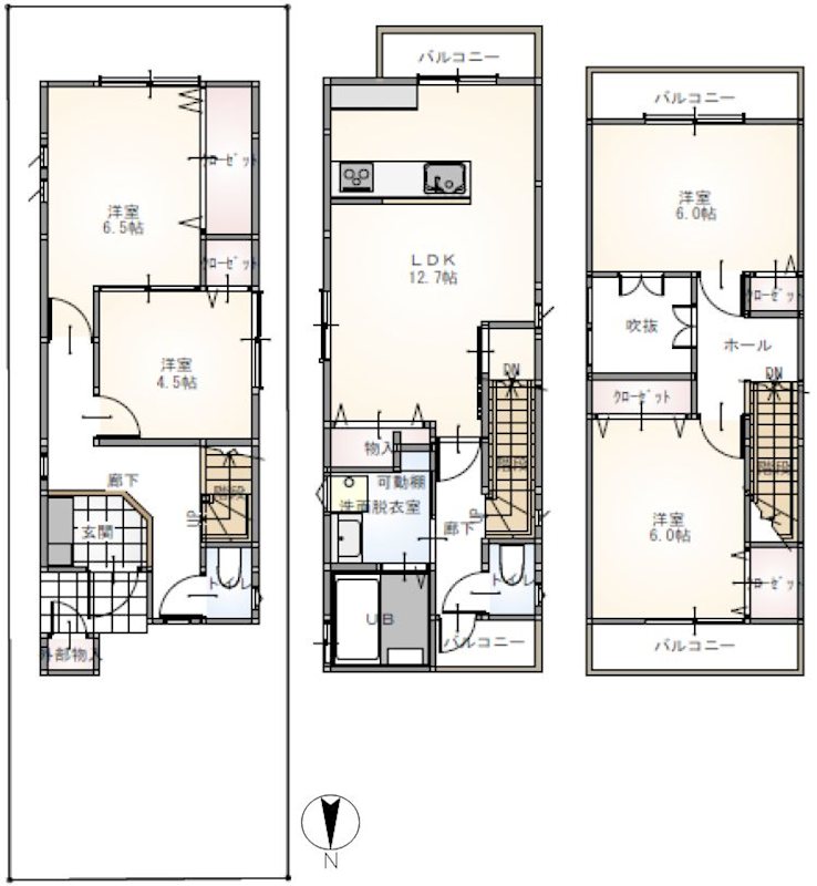 宮之阪4丁目一戸建既存住宅（未入居） 間取り図