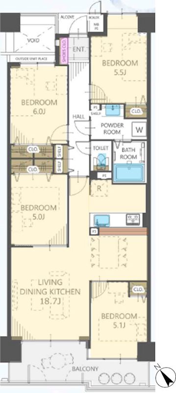 オークヒルズ香里 四番館 間取り図