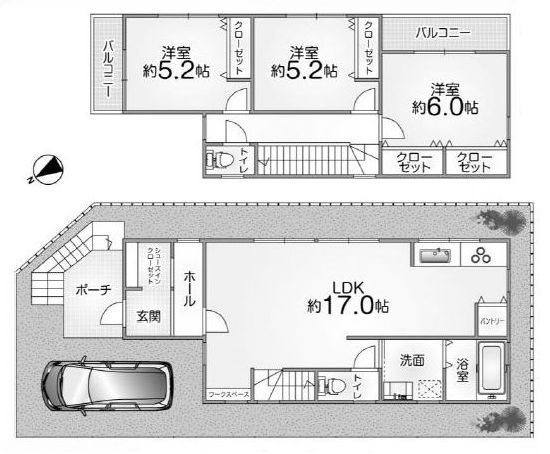 高槻市安岡寺町5丁目　中古一戸建 間取り図