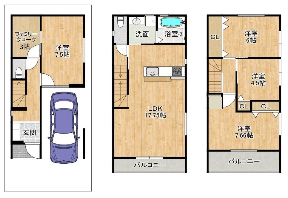 高槻市下田部町2丁目　新築一戸建 間取り図