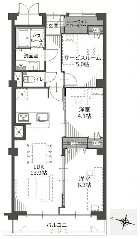 高槻スカイハイツ 間取り図