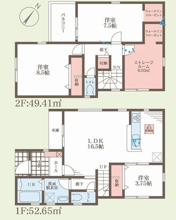 茨木市上野町 新築一戸建 2号棟 間取り図