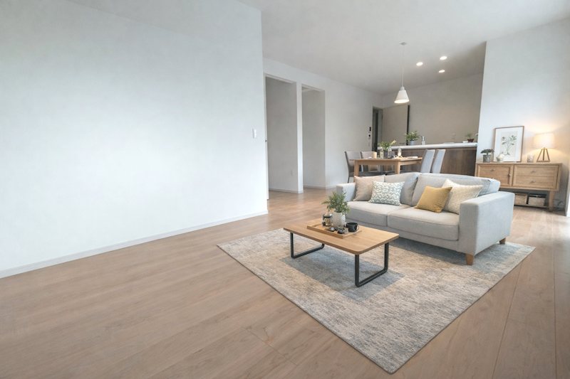 南から採光のある明るいLDK18.25帖(※AIによりステージングしてます) 成田東町限定1邸新築分譲住宅 その他