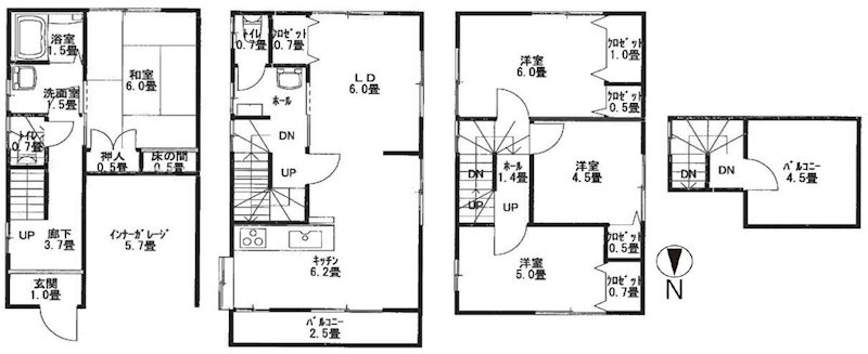 高槻市栄町2丁目　中古一戸建 間取り図