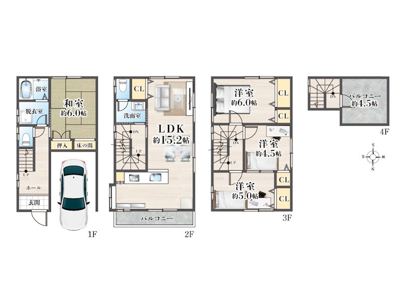 高槻市栄町2丁目　中古一戸建 間取り図