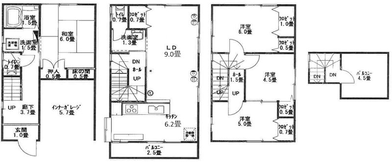 高槻市栄町2丁目　中古一戸建 間取り図