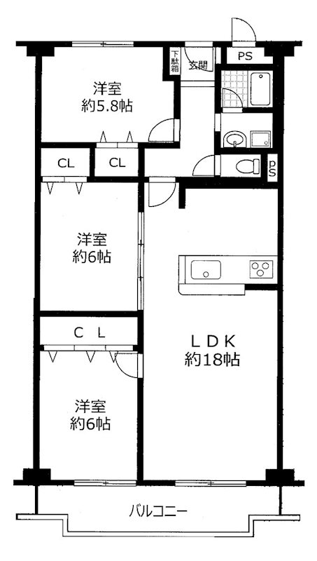 シャルマンコーポ摂津富田 間取り図