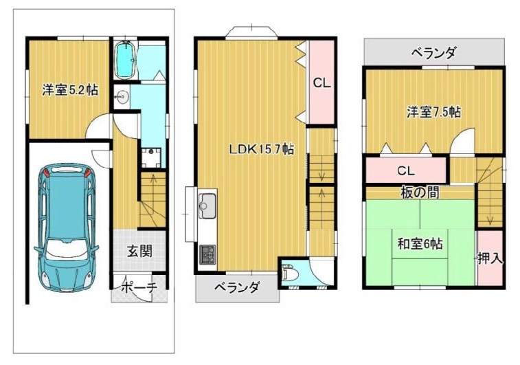 高槻市竹の内町　中古一戸建 間取り図