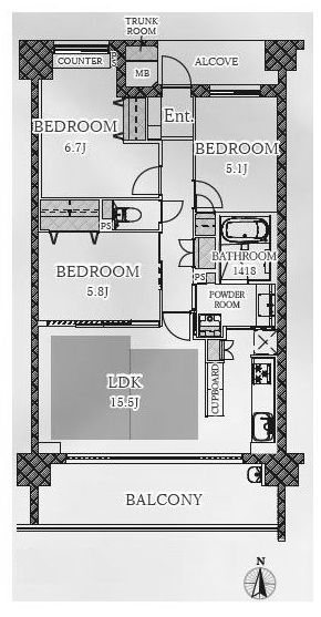 プラウドシティ高槻シーズンレジデンス 間取り図
