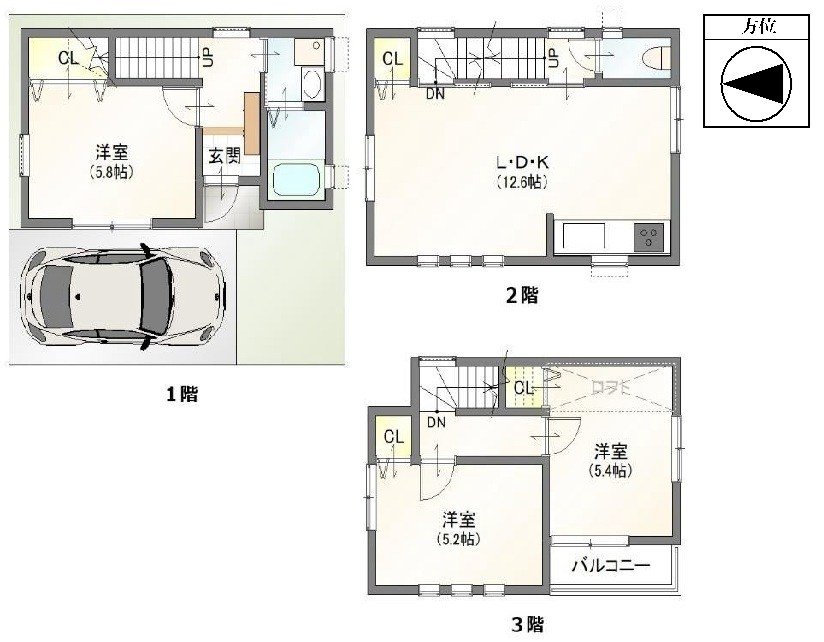高槻市庄所町 中古一戸建 間取り図