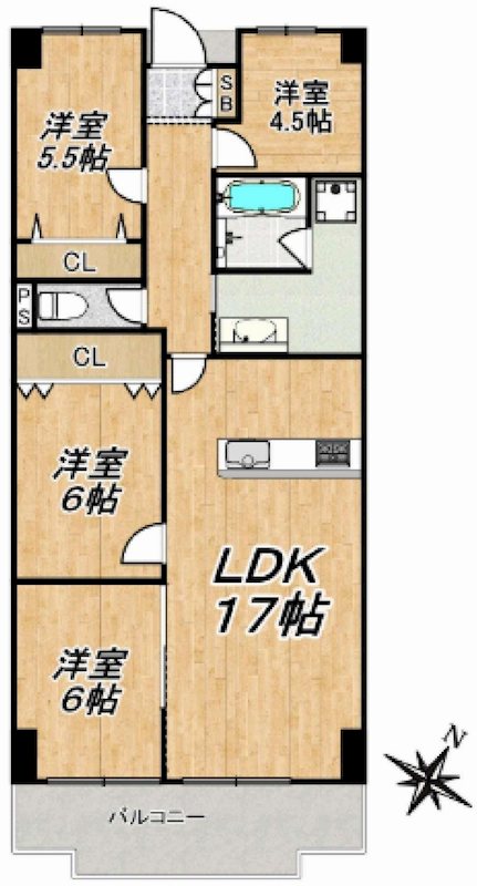 朝日プラザ千里北Ａ棟   605号室 間取り図