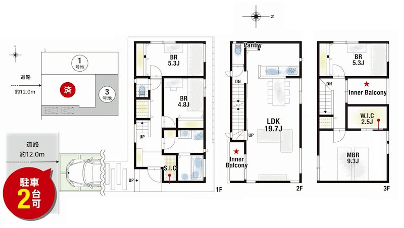 茨木市南安威2丁目　建築条件付売土地 3号地 間取り図