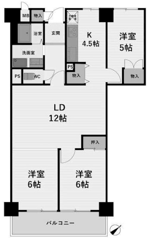 シャルマンコーポ水無瀬3号棟 間取り図