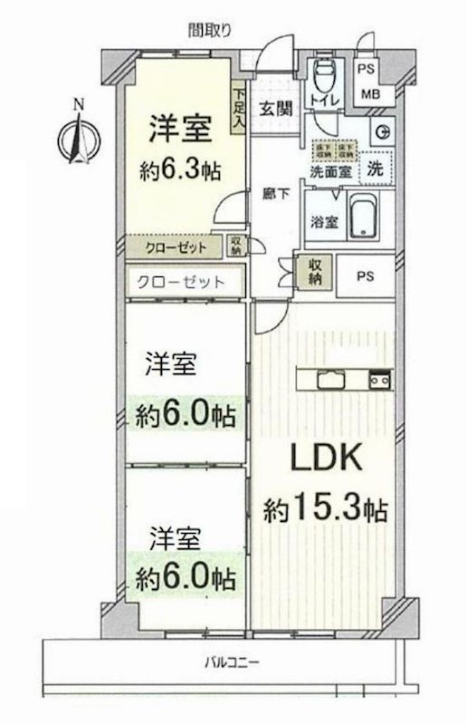 第一茨木ビューハイツ3号棟 間取り図