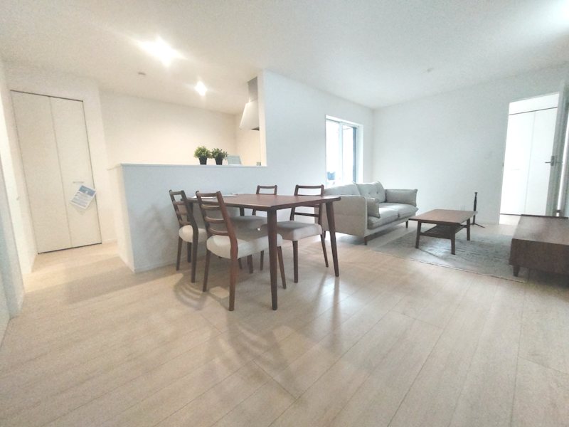 南から採光のあるLDK16.1帖 キッチン横に洗面脱衣室のスマート家事動線 須山町CRADLEGARDEN限定1邸新築分譲住宅 その他