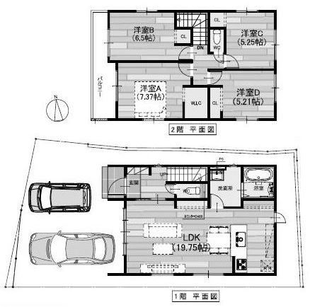 高槻市富田町5丁目　新築一戸建　1号地  間取り図
