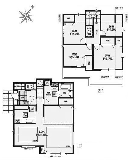 高槻市南平台2丁目　新築一戸建1号棟 間取り図