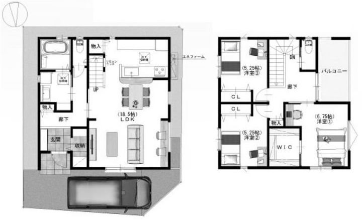 高槻市如是町　新築一戸建 間取り図