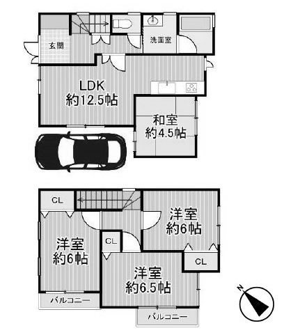 高槻市安岡寺町2丁目　中古一戸建 間取り図