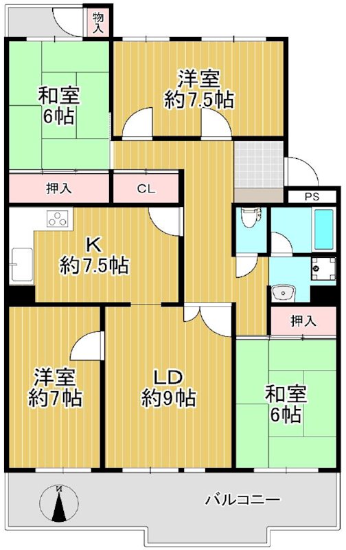 グリーンヒル光善寺住宅第五号棟 間取り図