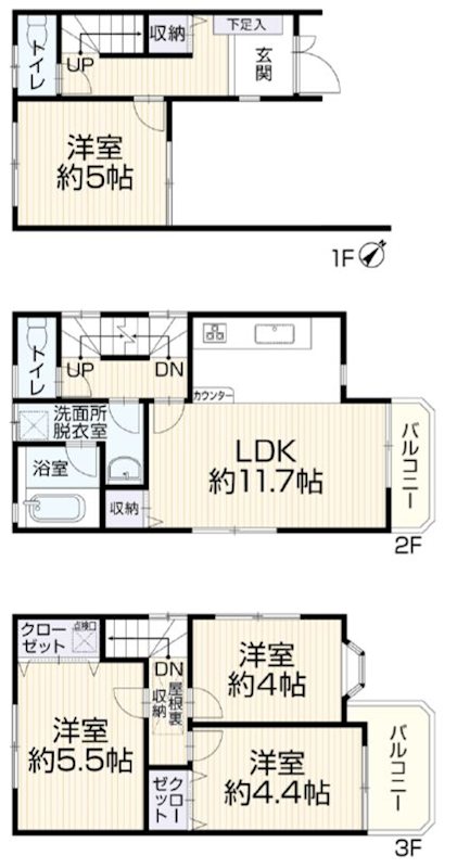 津田東町3丁目一戸建再生既存住宅 間取り図