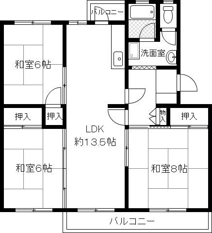 茨木郡山D住宅A14棟 間取り図