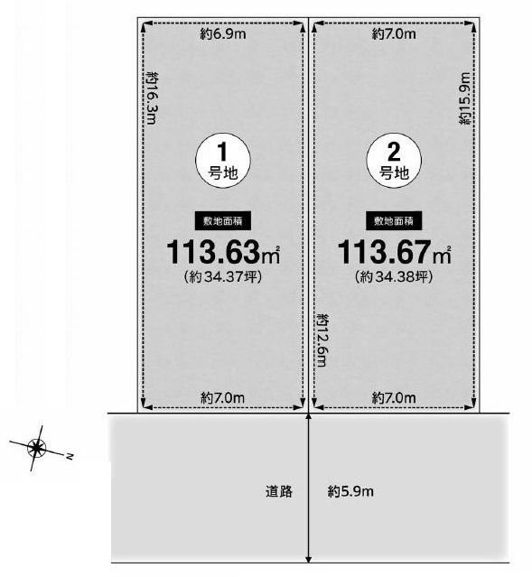 高槻市日吉台二番町　売土地1号地 間取り図