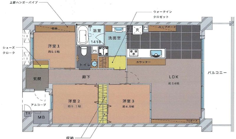 香里ケ丘ヴィアーレ 間取り図