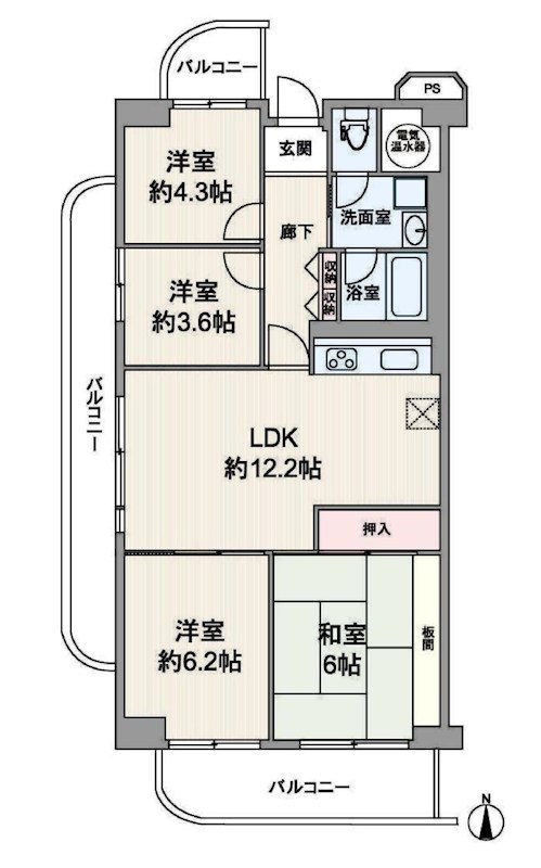 ユニハイム千里丘Ⅱ 1号棟    間取り図