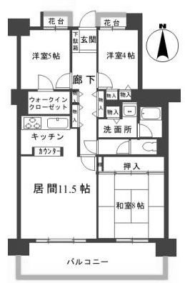 高槻阿武山三番街302号棟 間取り図