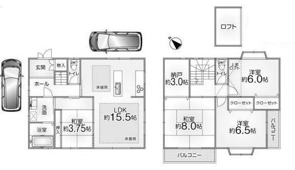 高槻市奈佐原元町　中古一戸建 間取り図