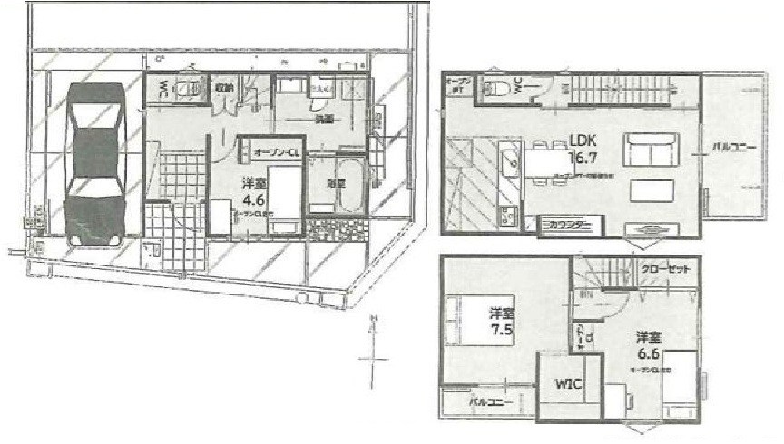 高槻市大冠町3丁目　新築一戸建 間取り図