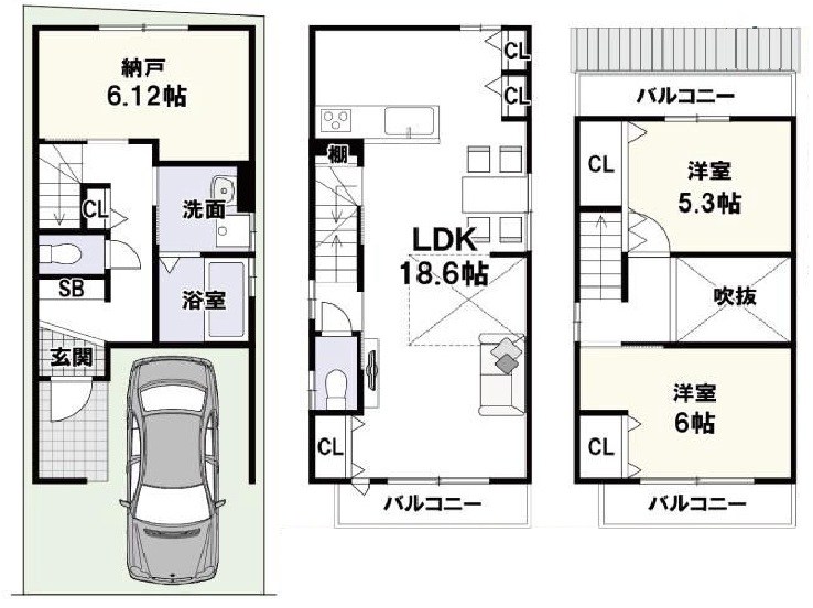 高槻市明野町 新築一戸建 間取り図