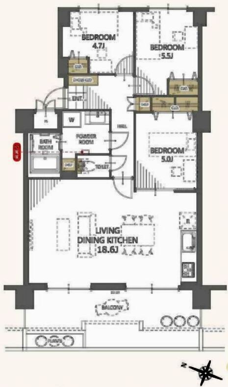 公社山田西第2次団地A8棟  間取り図