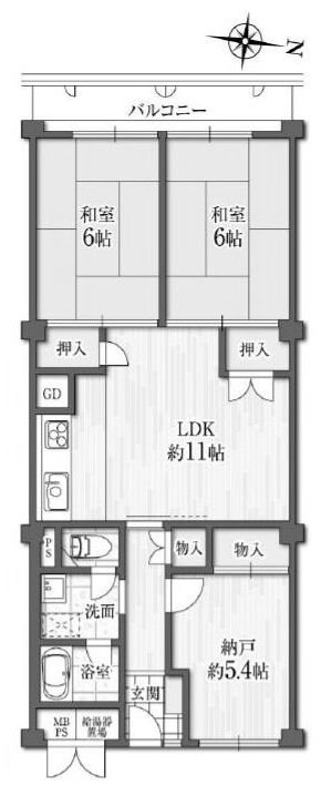 高槻スカイハイツ　オーナーチェンジ物件 間取り図