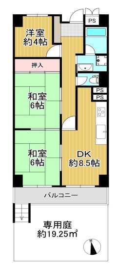 枚方ハイツ第八号棟  間取り図