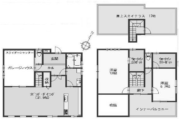 高槻市成合東の町　中古一戸建 間取り図
