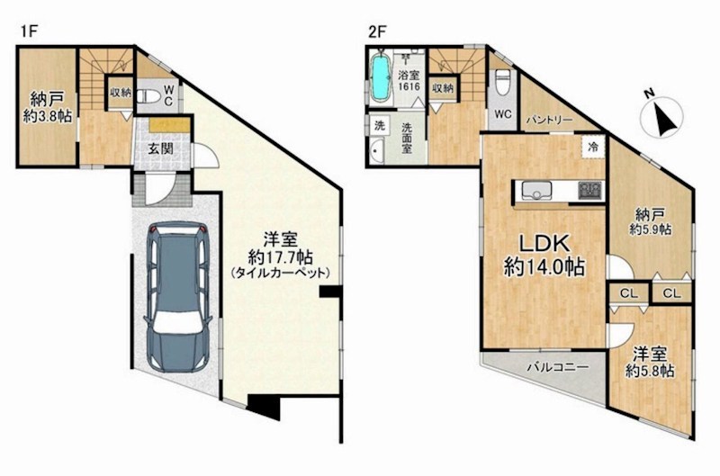 吹田市山田市場　中古一戸建  間取り図