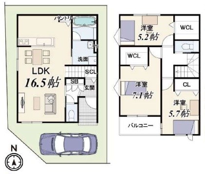 高槻市日向町1号地 建築条件付売土地 間取り図