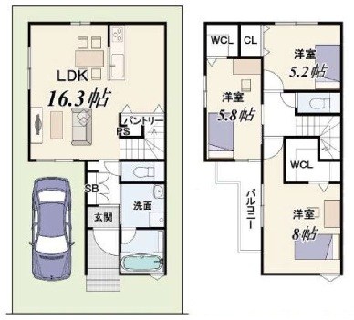 高槻市日向町2号地 建築条件付売土地 間取り図