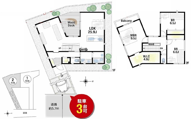 高槻市大冠町2丁目2号地　建築条件付売土地 間取り図